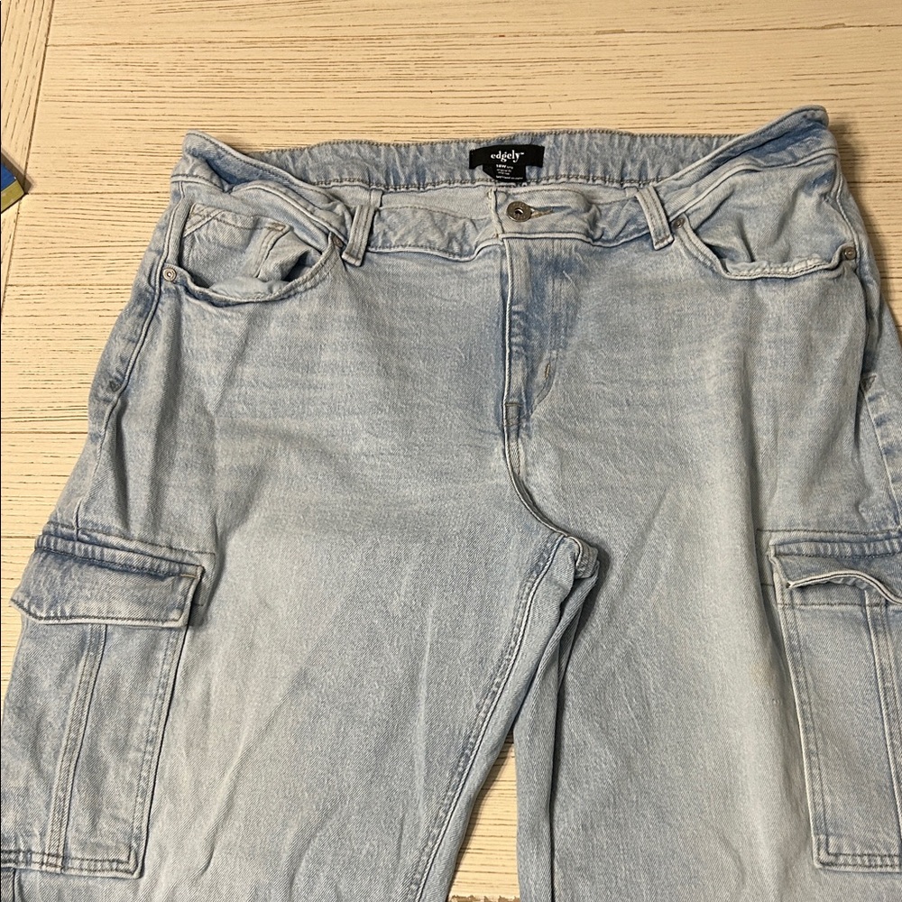 Light Blue Denim Cargo Pants Edgely size 18 Long